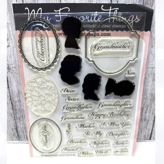 My Favorite Things VINTAGE CAMEO FRAME Family 6x8 Rubber Stamps