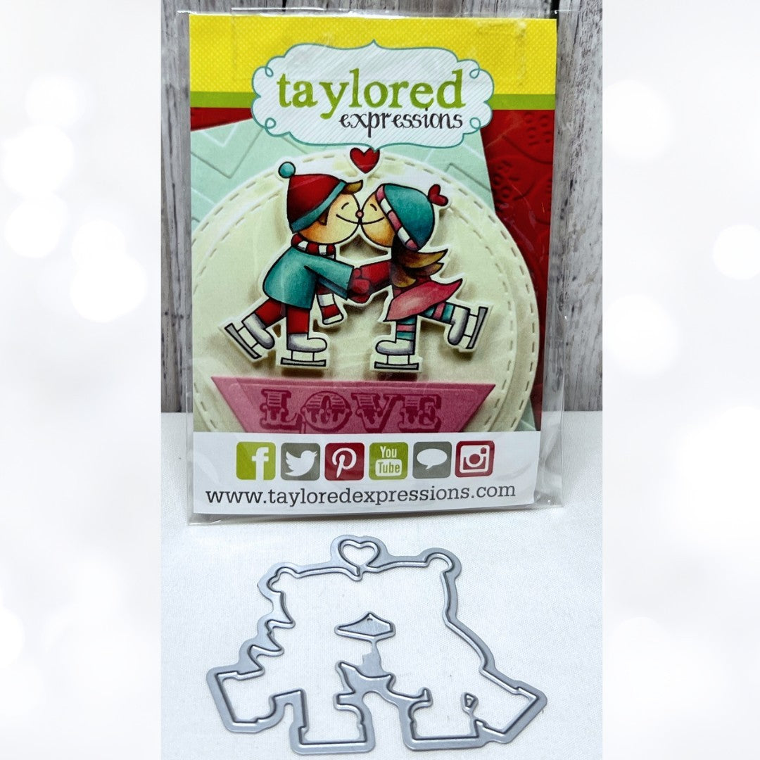 Taylored Expressions LOVE ICE SKATERS Rubber Stamps Die Rare