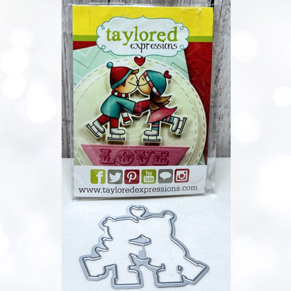 Taylored Expressions LOVE ICE SKATERS Rubber Stamps Die Rare