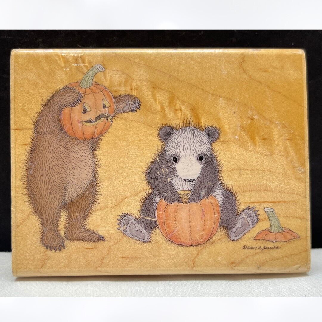 House Mouse PUNKIN HEAD Pumpkin Gruffies Bears Halloween Rubber Stamp