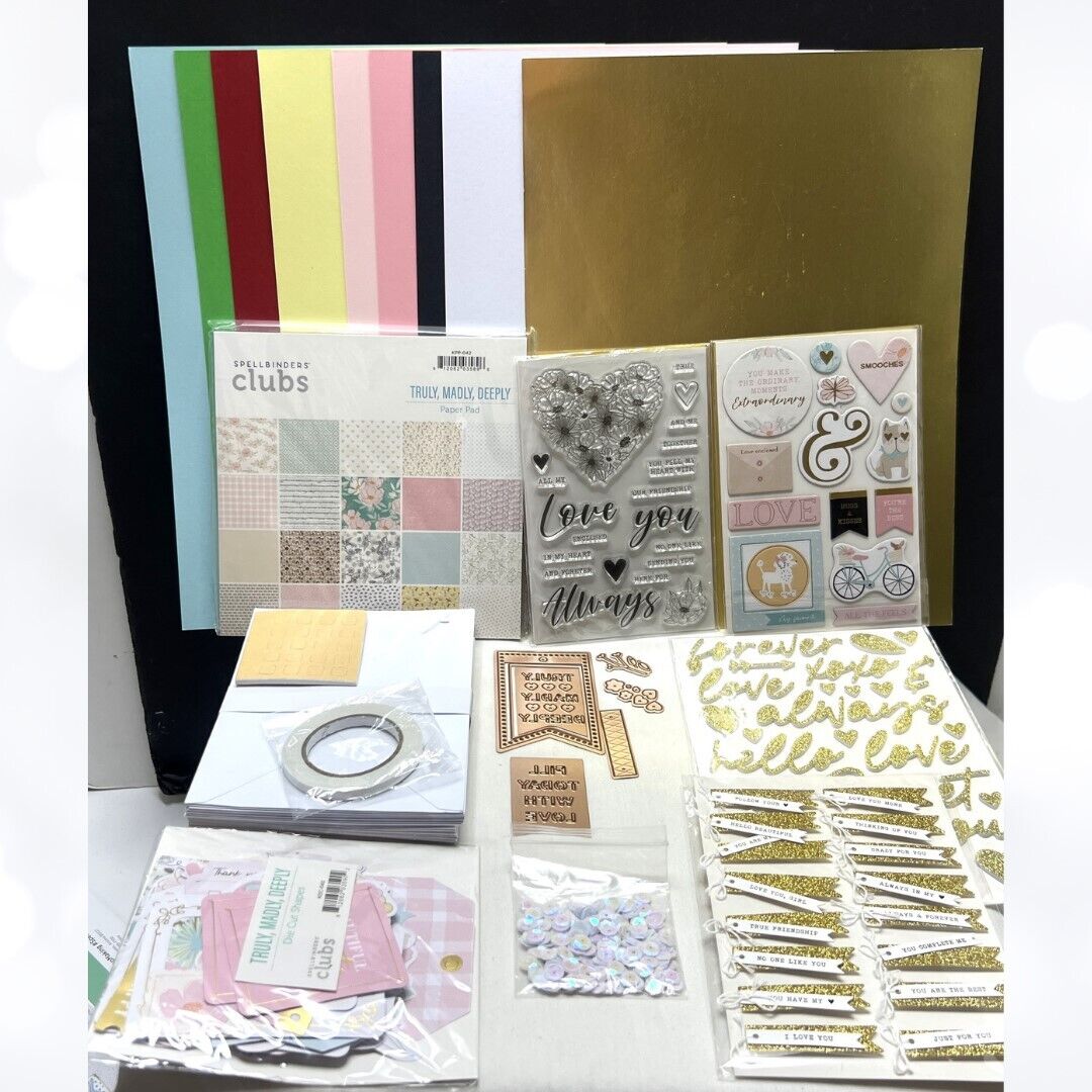 Spellbinders TRULY MADLY DEEPLY Card Kit of the Month Rubber Stamps Dies 1/22