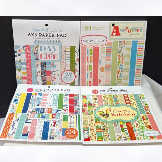 Carta Bella Echo Park 6x6 PAPER PACKS Alphabet Kitchen Cardstock Lot of 4