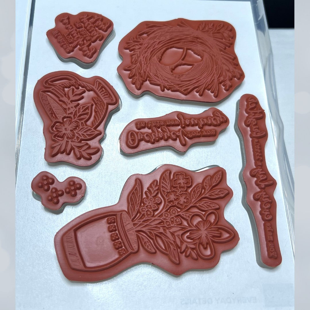Stampin Up EVERYDAY DETAILS Nest Flowers Rubber Stamps Dies