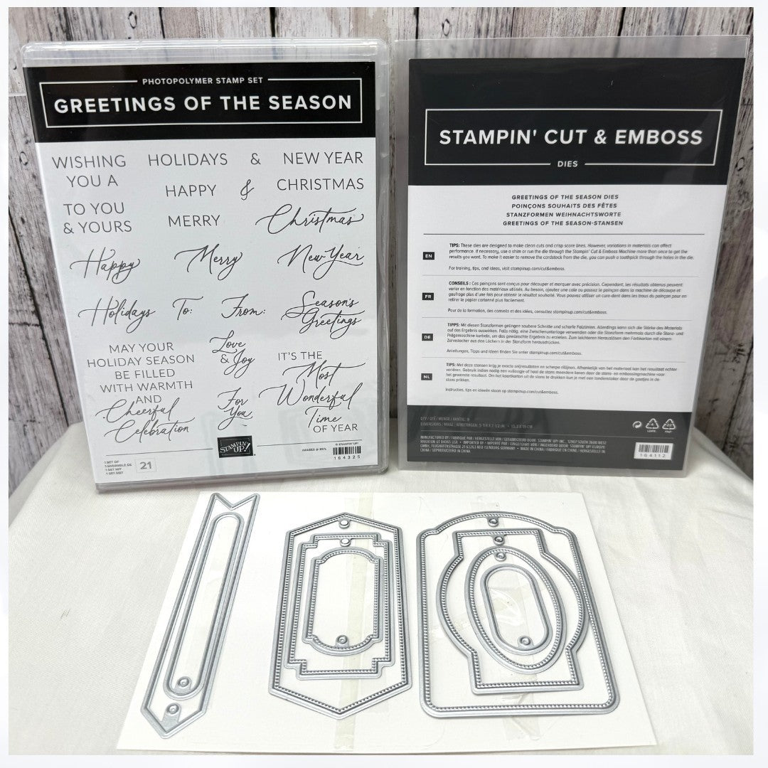 Stampin Up GREETINGS OF THE SEASON Christmas Holidays Rubber Stamps Dies