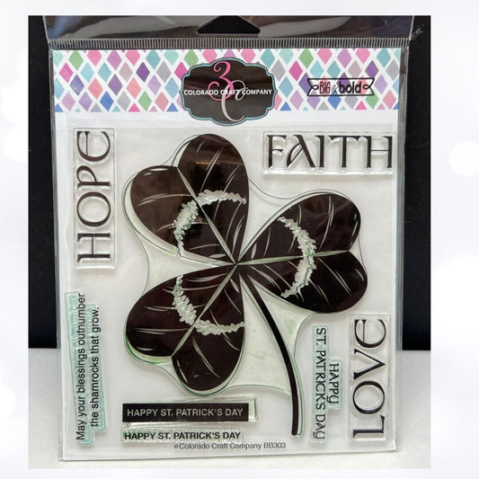 Colorado Craft Company TRINITY SHAMROCK St Patricks Religious Rubber Stamp