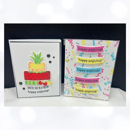 Catherine Pooler FRUITFULLY FROSTED Birthday Fruit Party Cake Rubber Stamps Lot