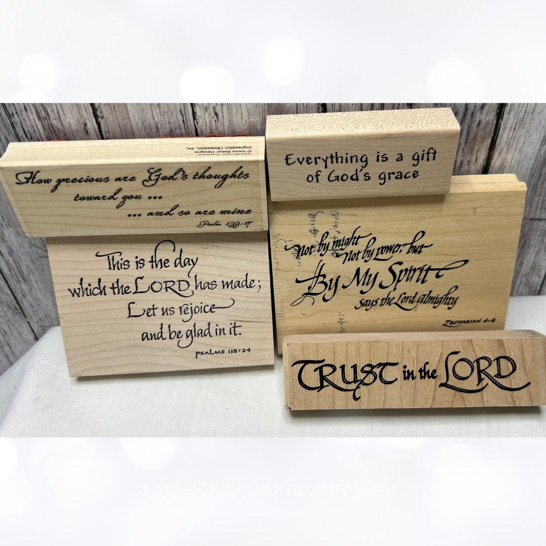 REJOICE Trust The Lord Religious Bible Journaling Rubber Stamps Lot of 5