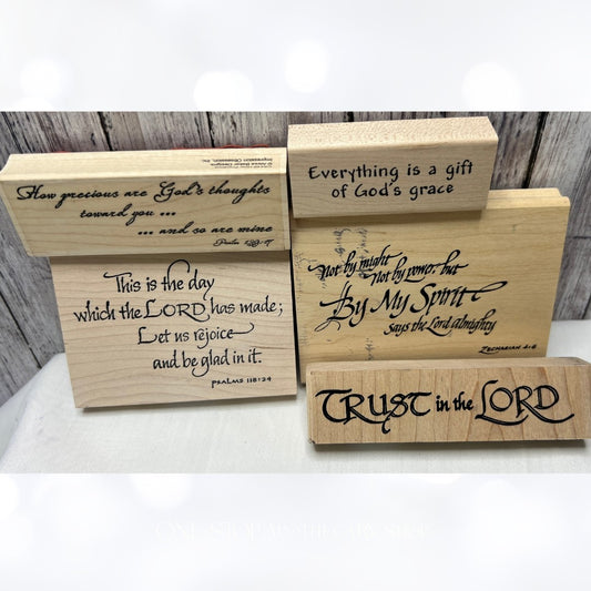 REJOICE Trust The Lord Religious Bible Journaling Rubber Stamps Lot of 5