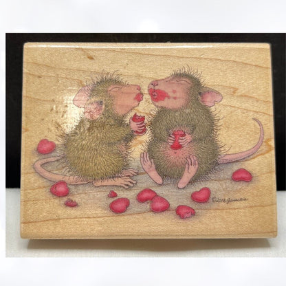 House Mouse READ MY LIPS Hearts Mice Valentines Day Rubber Stamp Rare