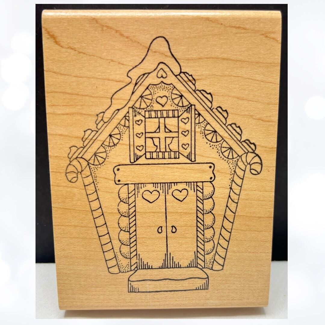 Holly Berry House GINGERBREAD HOUSE Christmas Cookie Rubber Stamp