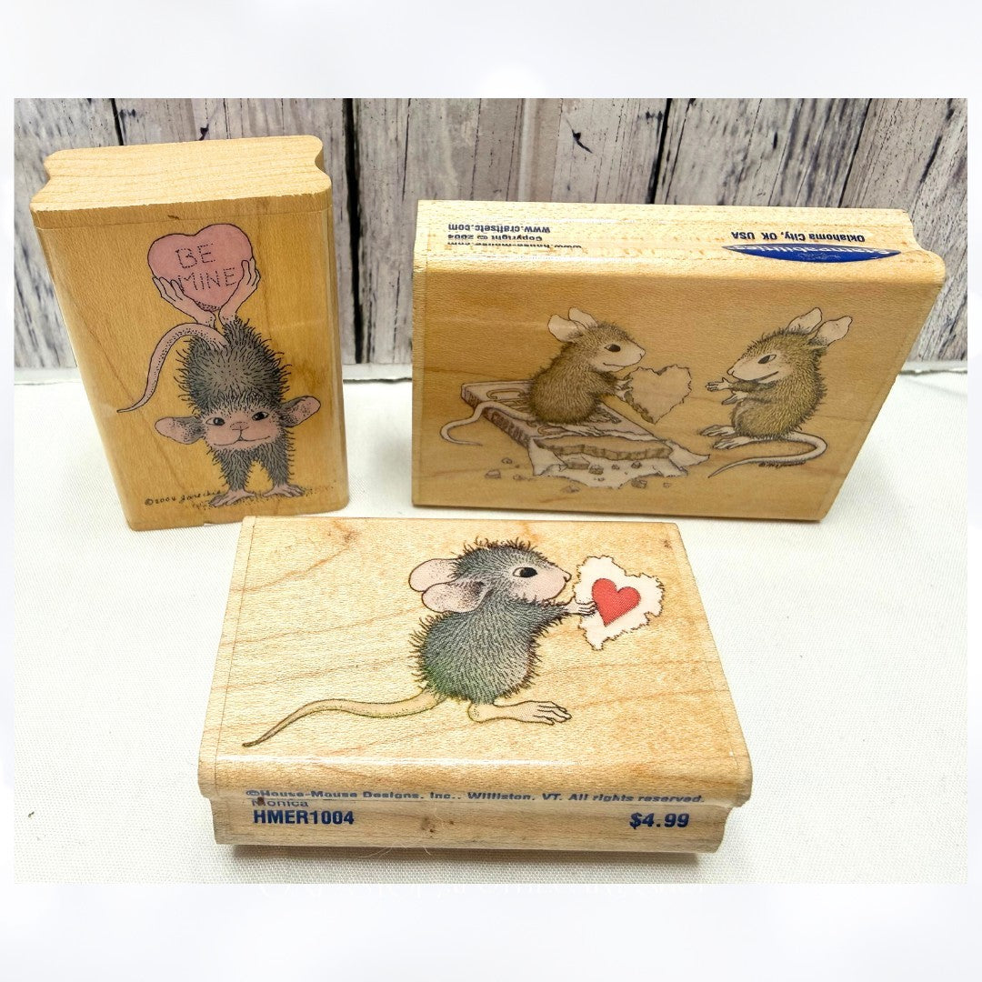 House Mouse VALENTINES DAY Love Candy Hearts Chocolate Rubber Stamps Lot