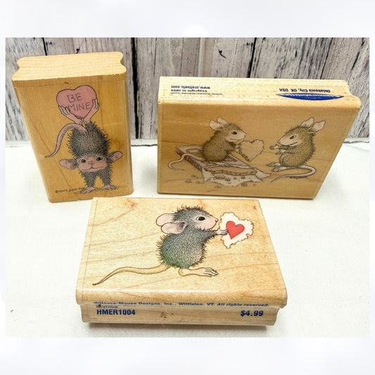 House Mouse VALENTINES DAY Love Candy Hearts Chocolate Rubber Stamps Lot