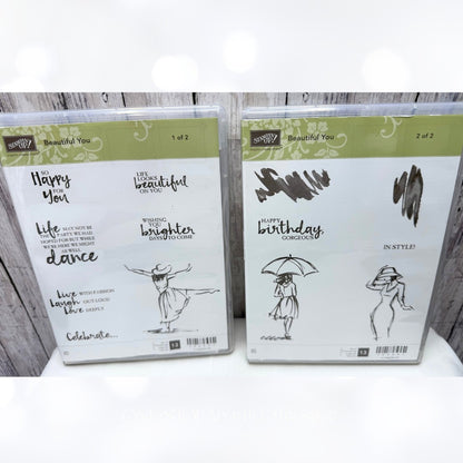 Stampin Up BEAUTIFUL YOU Girl Umbrella Rubber Stamps