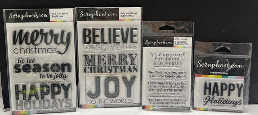 Scrapbook.com CHRISTMAS Holidays Greetings Sayings Rubber Stamps Lot of 4