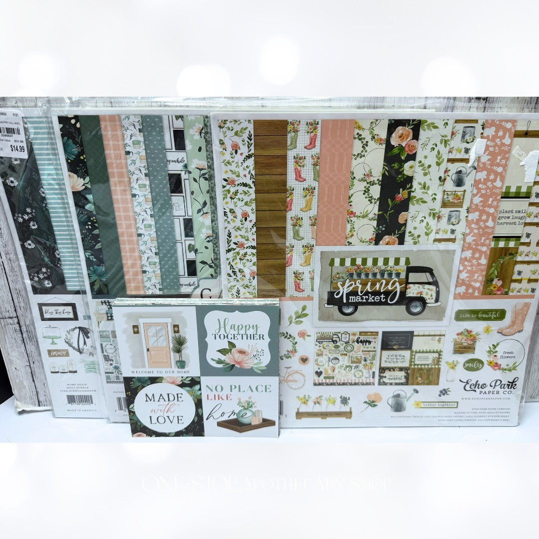 Echo Park Carta Bella SPRING MARKET Home 12x12 Scrapbook Paper Stickers Kits Lot