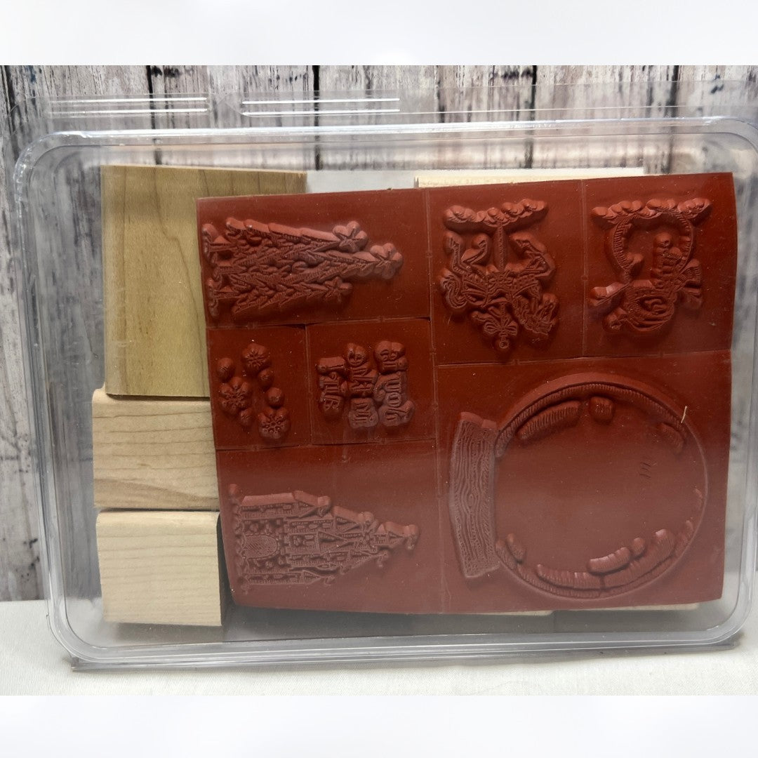 Stampin Up SNOW GLOBE Christmas Holiday Wood Rubber Stamps