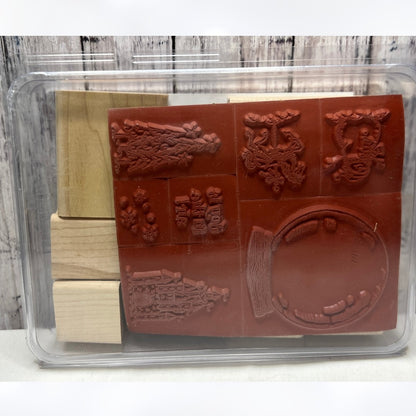 Stampin Up SNOW GLOBE Christmas Holiday Wood Rubber Stamps