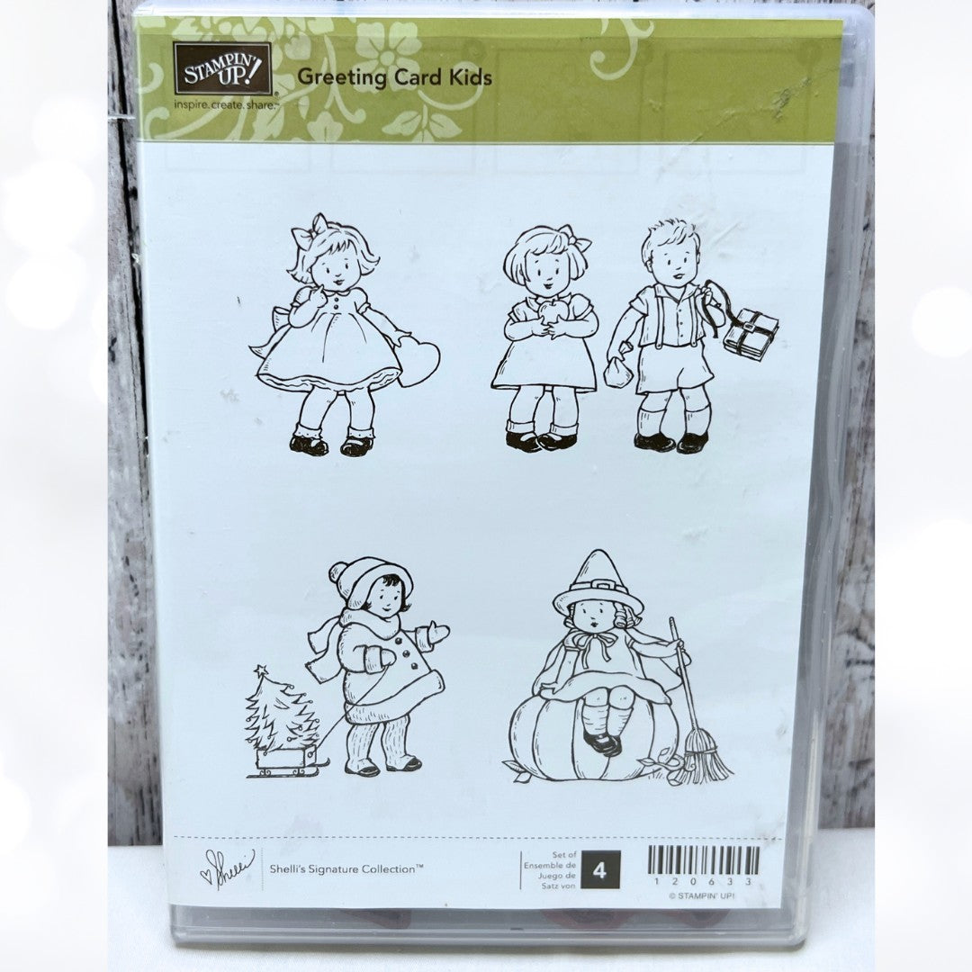 Stampin Up GREETING CARD KIDS Vintage Children Holidays Rubber Stamps 