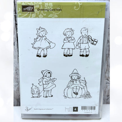 Stampin Up GREETING CARD KIDS Vintage Children Holidays Rubber Stamps 