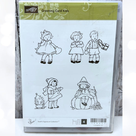 Stampin Up GREETING CARD KIDS Vintage Children Holidays Rubber Stamps 