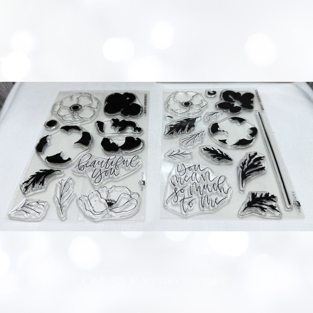 Papertrey Ink MANY ANEMONES Ink to Paper Flowers Rubber Stamps Dies