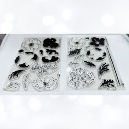 Papertrey Ink MANY ANEMONES Ink to Paper Flowers Rubber Stamps Dies