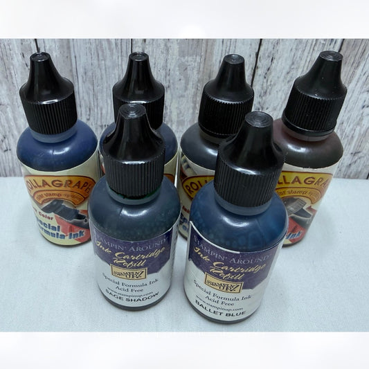 Stampin Up Rollagraph INK REFILLS Stamp Pad Reinkers Retired Colors Lot of 6