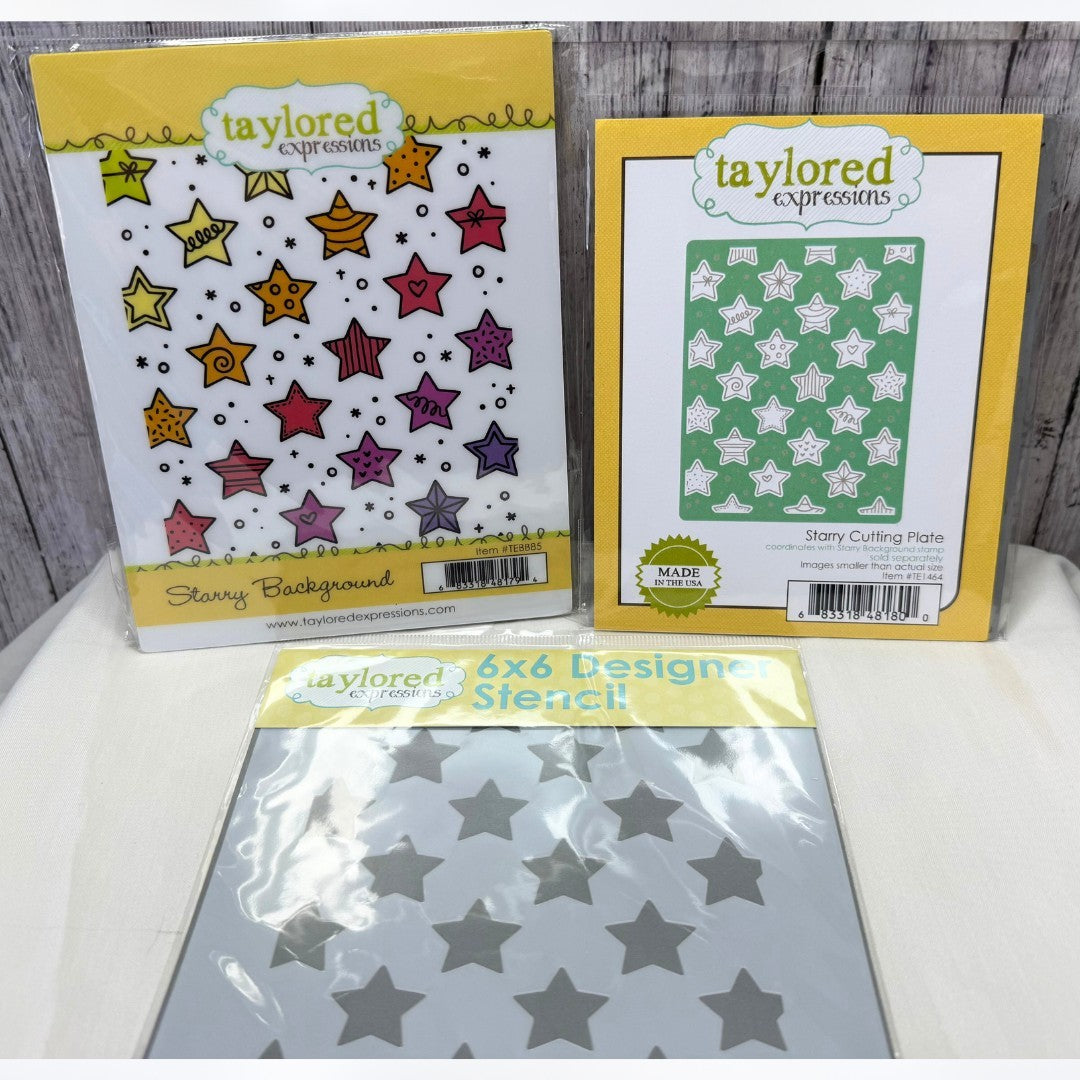 Taylored Expressions STARRY BACKGROUND Stars Rubber Stamps Dies Stencils