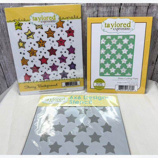 Taylored Expressions STARRY BACKGROUND Stars Rubber Stamps Dies Stencils