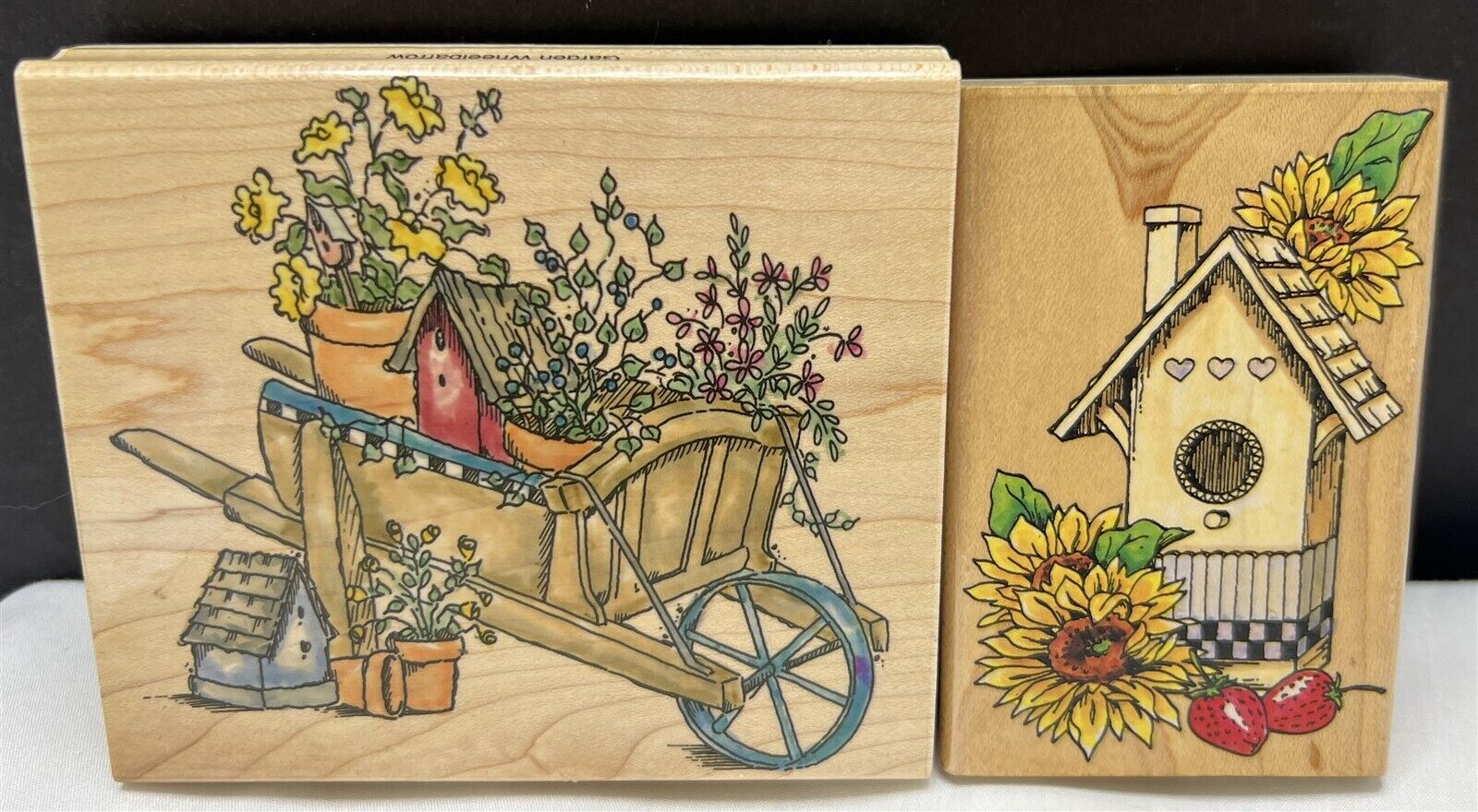 Penny Black BIRDHOUSE Flowers Wheelbarrow Floral Garden Rubber Stamps Lot