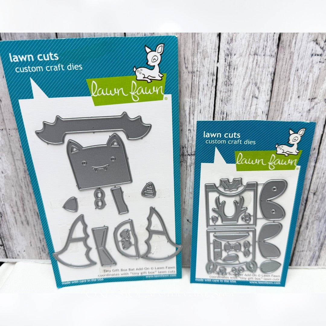 Lawn Fawn TINY GIFT BOX Add On Deer & Bat Halloween Christmas Reindeer Dies Rare
