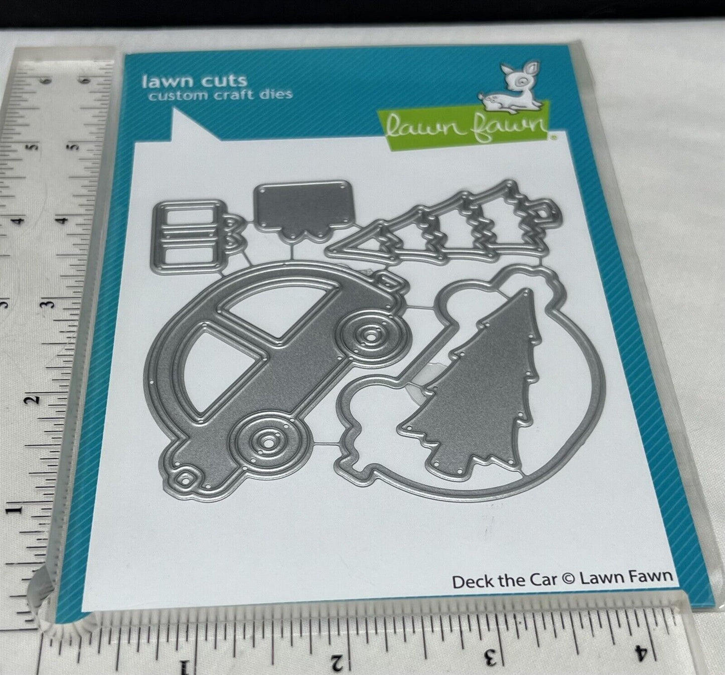 Lawn Fawn DECK THE CAR Road Border Christmas Trails Rubber Stamps Dies Lot