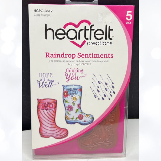 Heartfelt Creations RAIN DROP SENTIMENTS Boots Spring Rubber Stamps