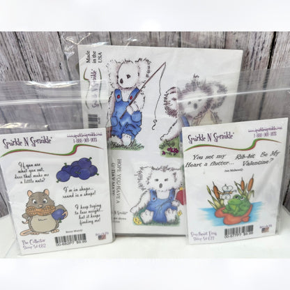 Sparkle N Sprinkle KOALA Frog Mouse Rubber Stamps Lot of 3