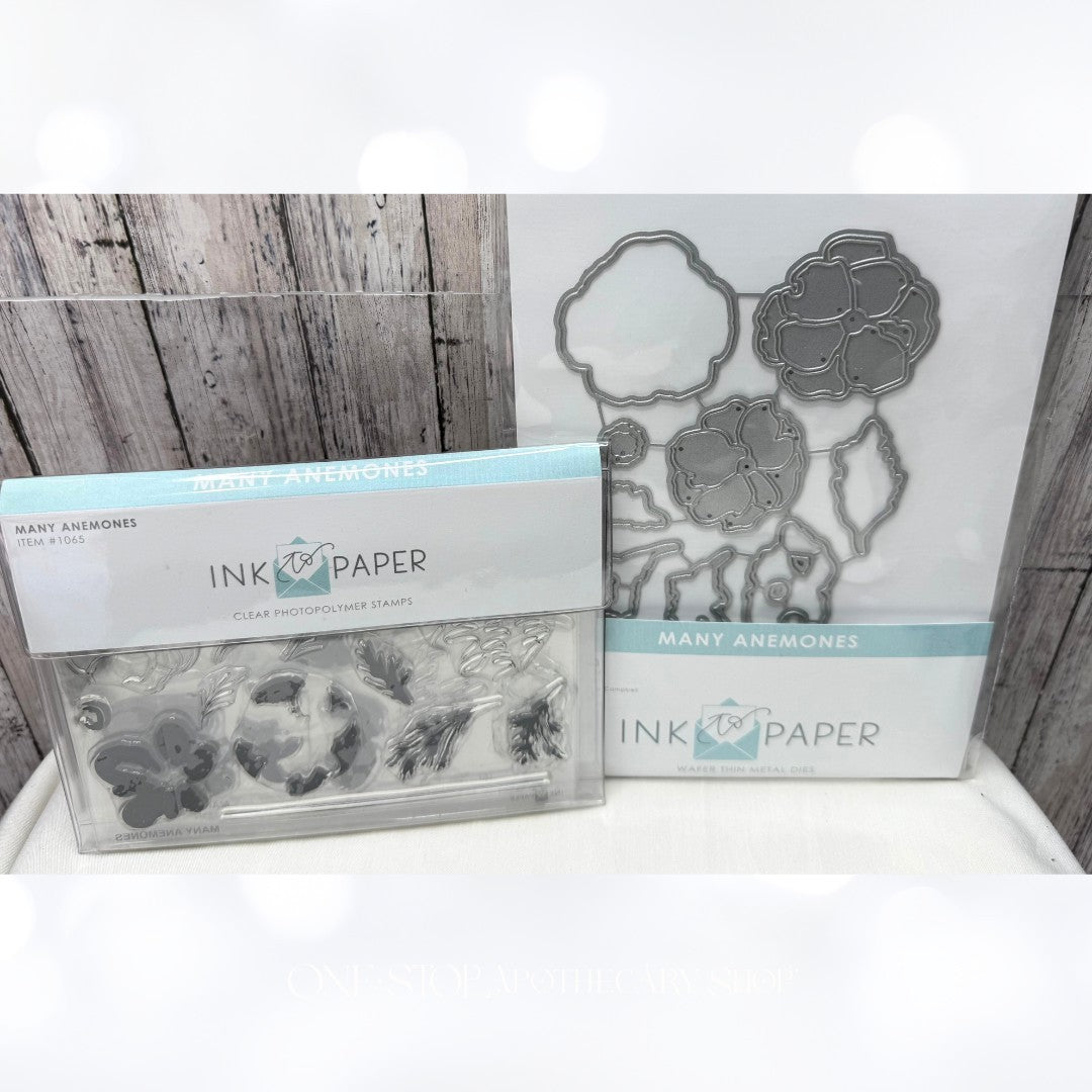 Papertrey Ink MANY ANEMONES Ink to Paper Flowers Rubber Stamps Dies
