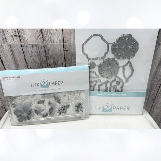 Papertrey Ink MANY ANEMONES Ink to Paper Flowers Rubber Stamps Dies