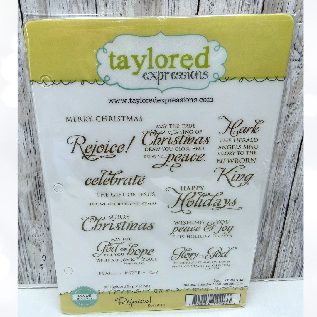 Taylored Expressions REJOICE! Christmas Greetings Religious Rubber Stamps