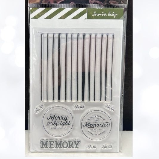 December Daily CHRISTMAS MEMORIES Stripes Planner Journal Rubber Stamps