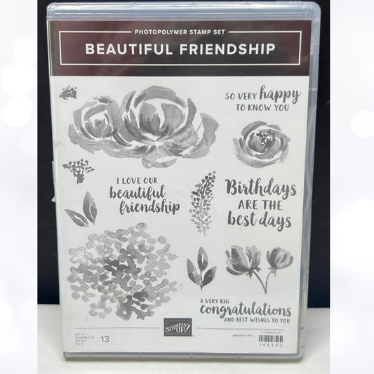 Stampin Up BEAUTIFUL FRIENDSHIP Flowers Floral Rubber Stamps