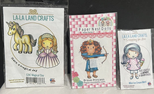 La La Land Magical Day Marci Princess Dolls Girls Rubber Stamps Lot of 3