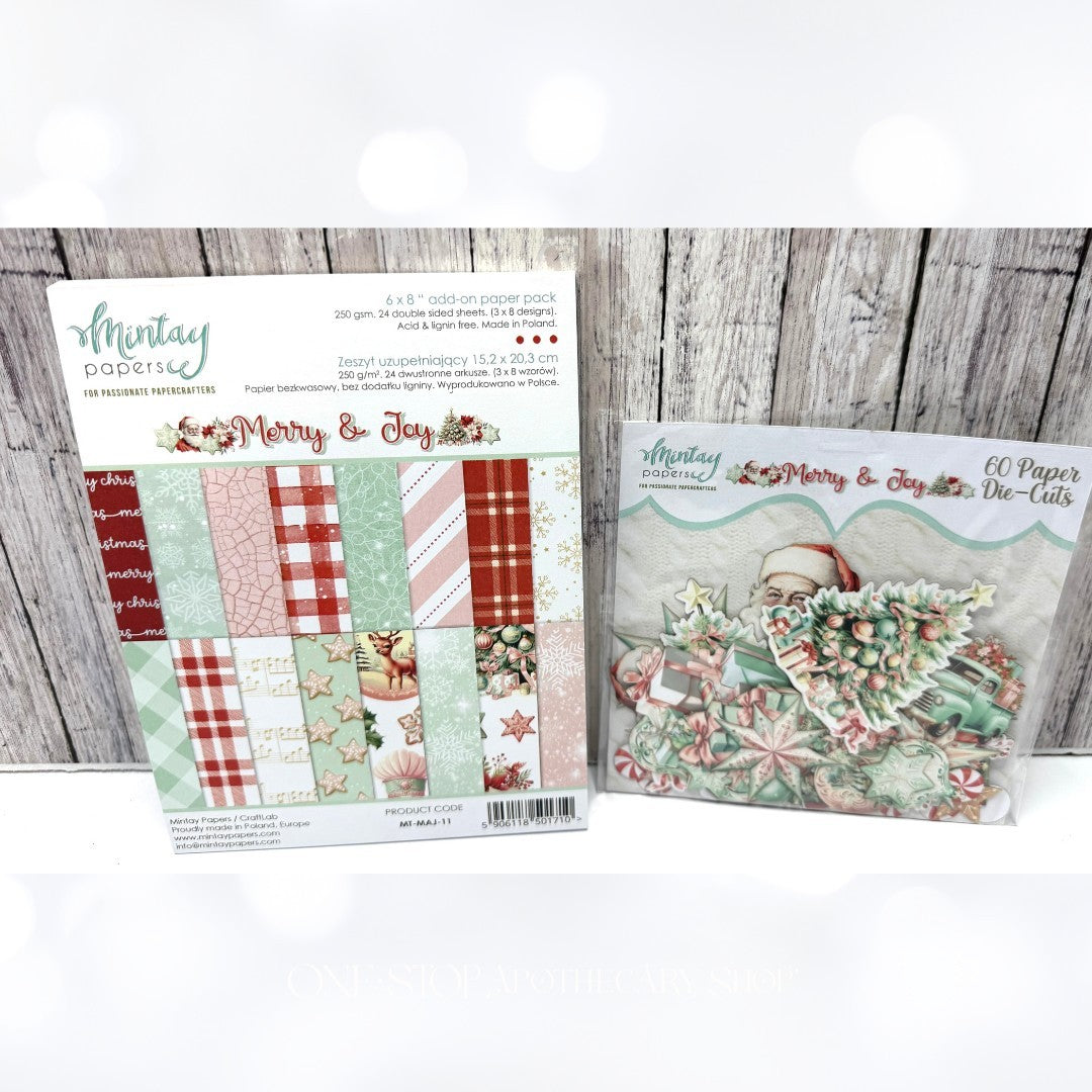 Mintay MERRY & JOY Christmas x8 Paper Cardstock Stickers Die Cuts Kit