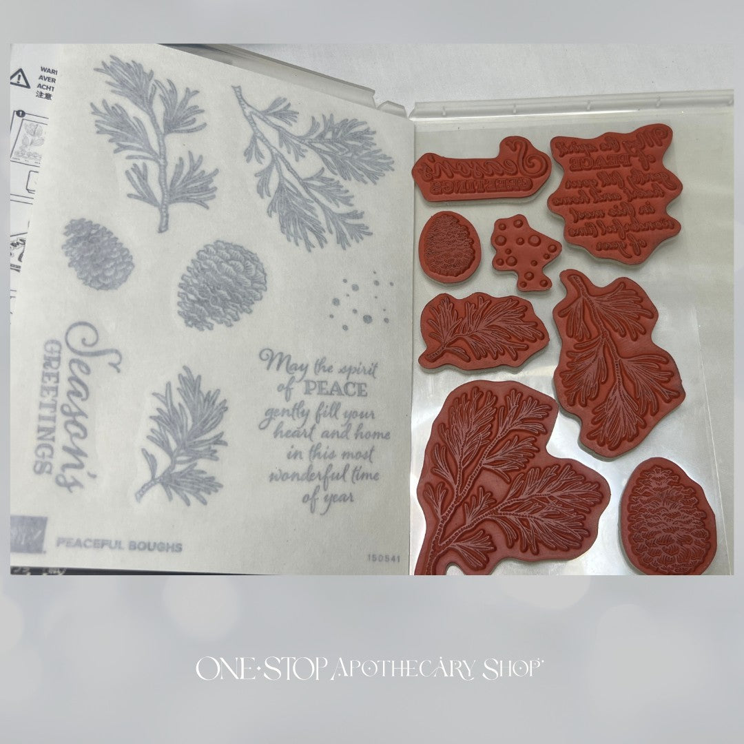 Stampin Up PEACEFUL BOUGHS Pine Branch Christmas Rubber Stamps
