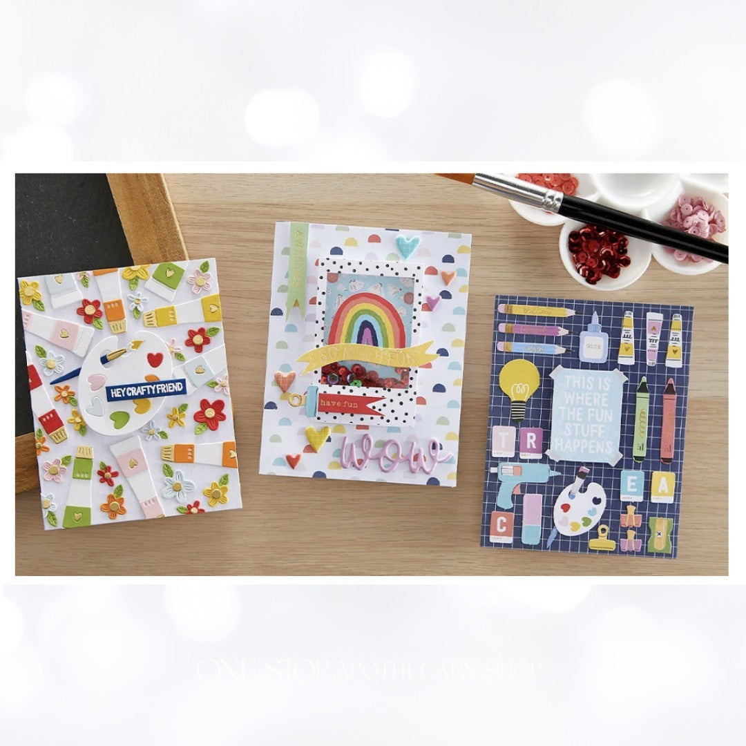 Spellbinders ART SCHOOL Card Kit of the Month Stamps Dies August 2021 AS IS**