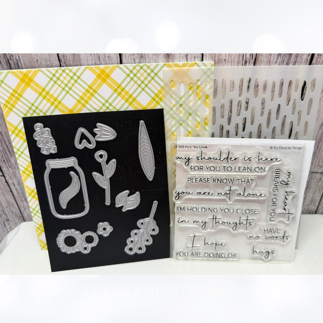 My Favorite Things HOLD YOU CLOSE Sentiments Rubber Stamps Dies Kit