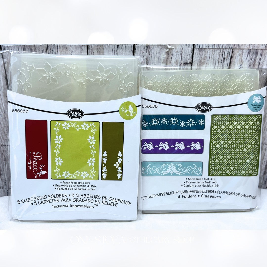 Sizzix PEACE POINSETTIA Christmas Holiday Embossing Folders