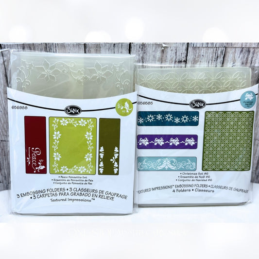 Sizzix PEACE POINSETTIA Christmas Holiday Embossing Folders