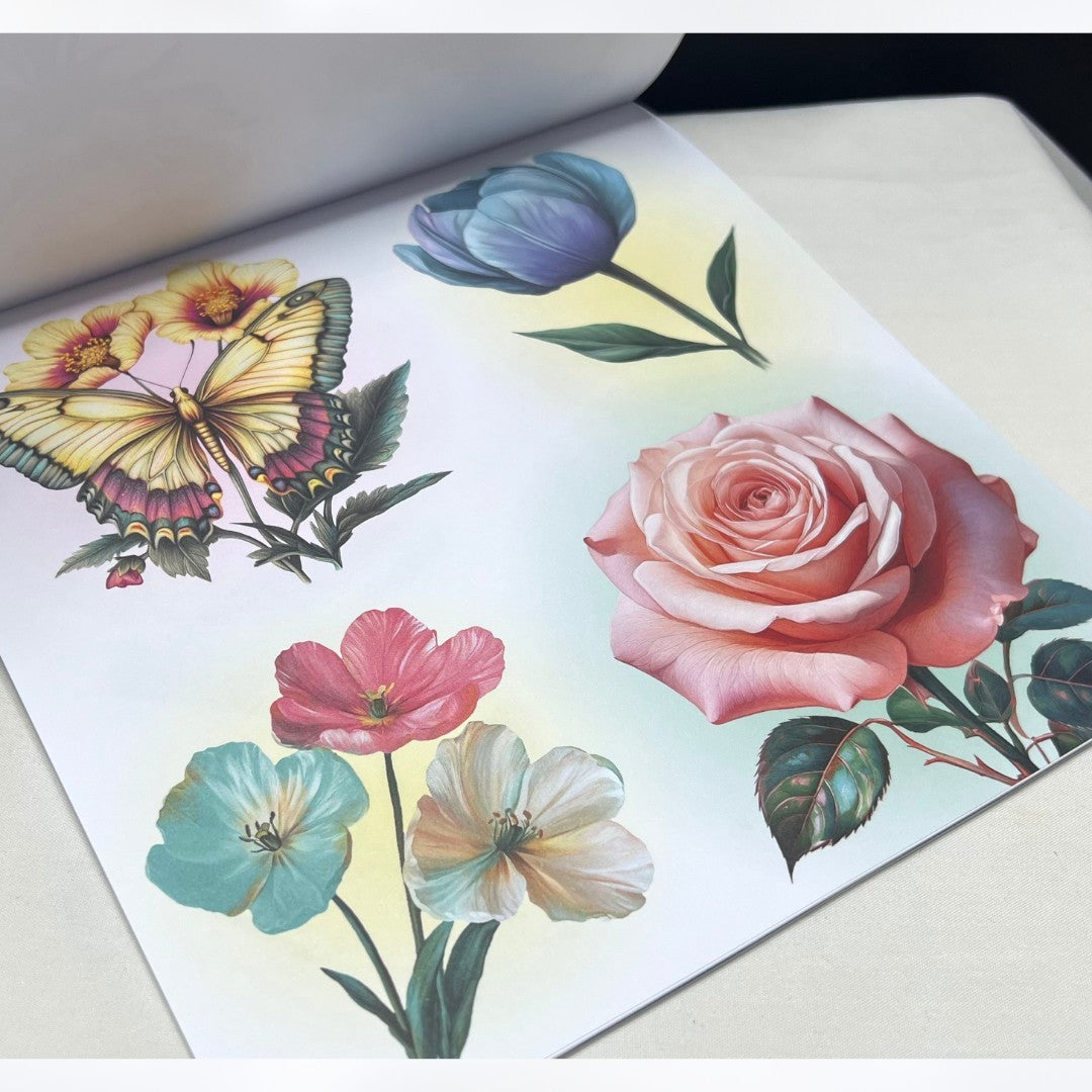 Studio Light FLUTTERING FLOWERS Little Girls 8x8 Paper Ephemera Stencil Kit
