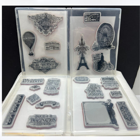 Graphic 45 WORLDS FAIR Vintage Carnival Rubber Stamps Sets 1, 2, & 3