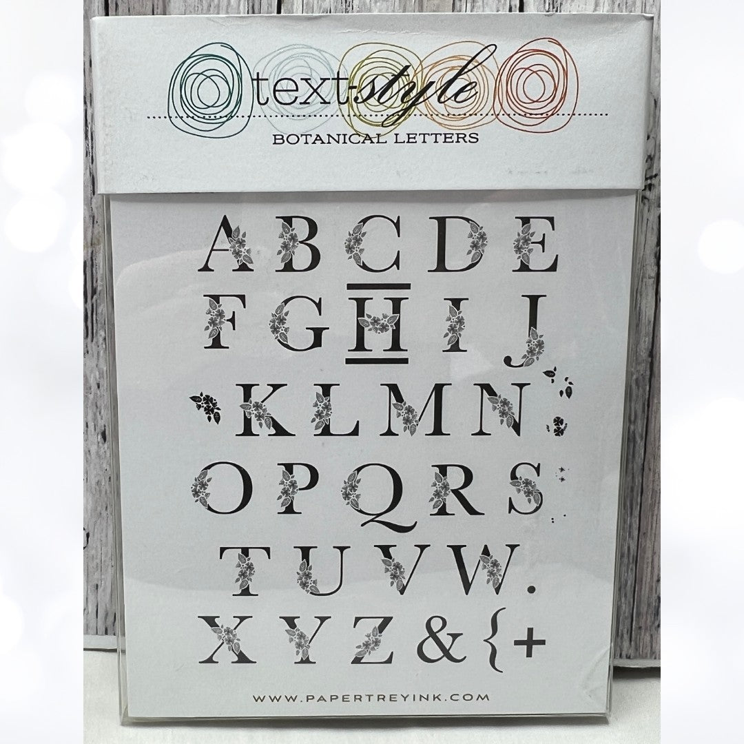 Papertrey Ink BOTANICAL LETTERS Uppercase Alphabet Floral Rubber Stamps