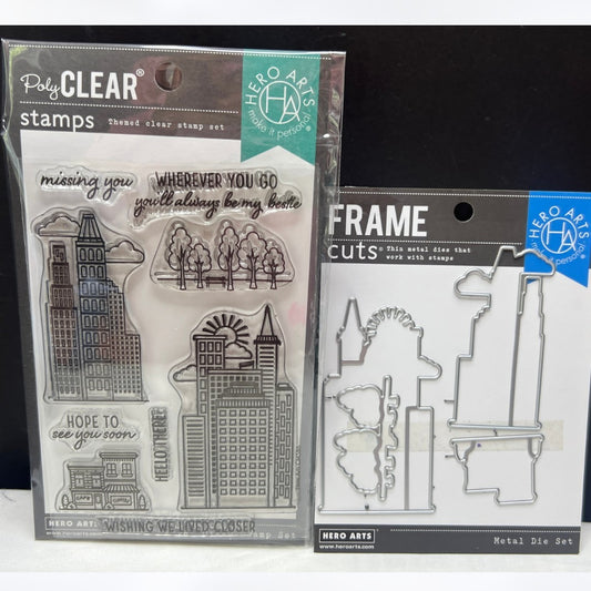 Hero Arts WHEREVER YOU GO City Buildings Skyline Rubber Stamps Dies